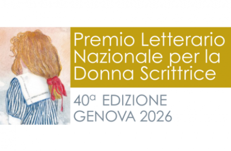 Banner del Premio Letterario Nazionale per la Donna Scrittrice, 40ª edizione, Genova 2026, con illustrazione di una figura femminile di spalle.